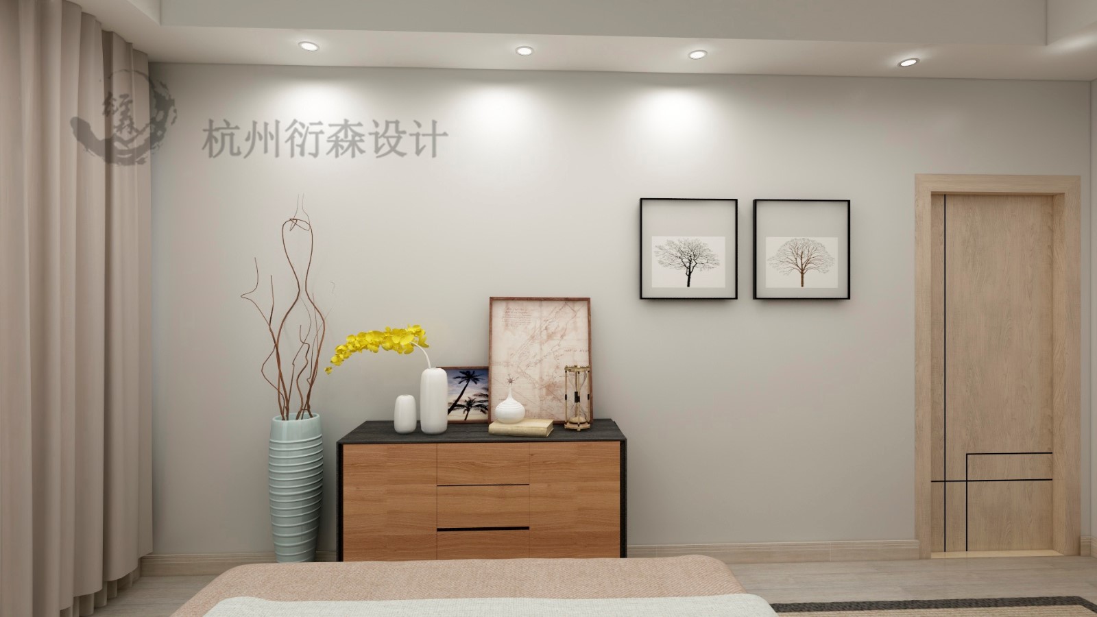 現代臥室背景墻效果圖
