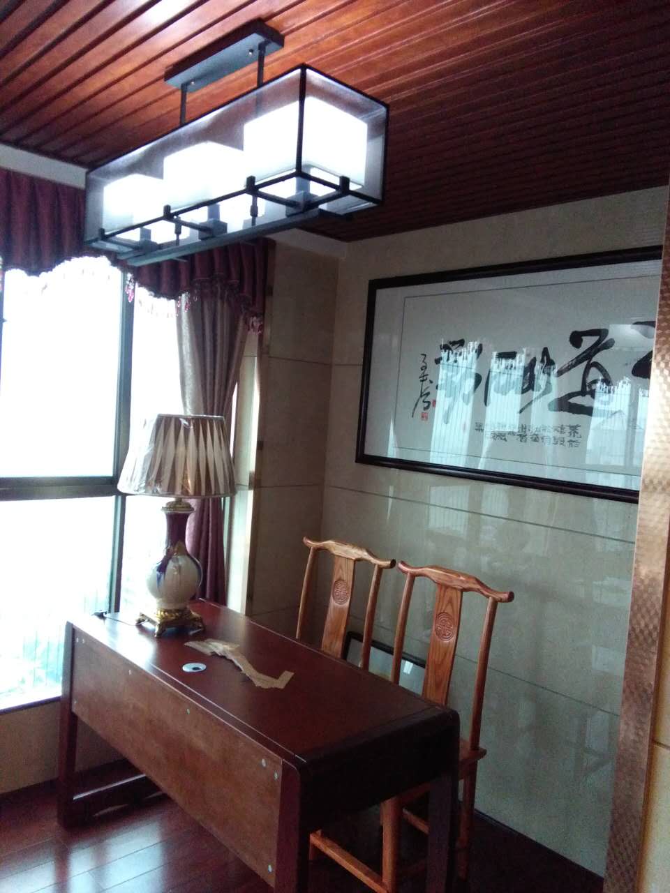 中式書房工作區效果圖